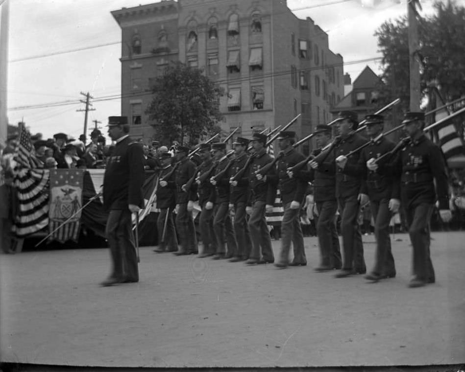 Rifle Corps Marching In A Parade For Decoration Day, Bronx, 1900S.