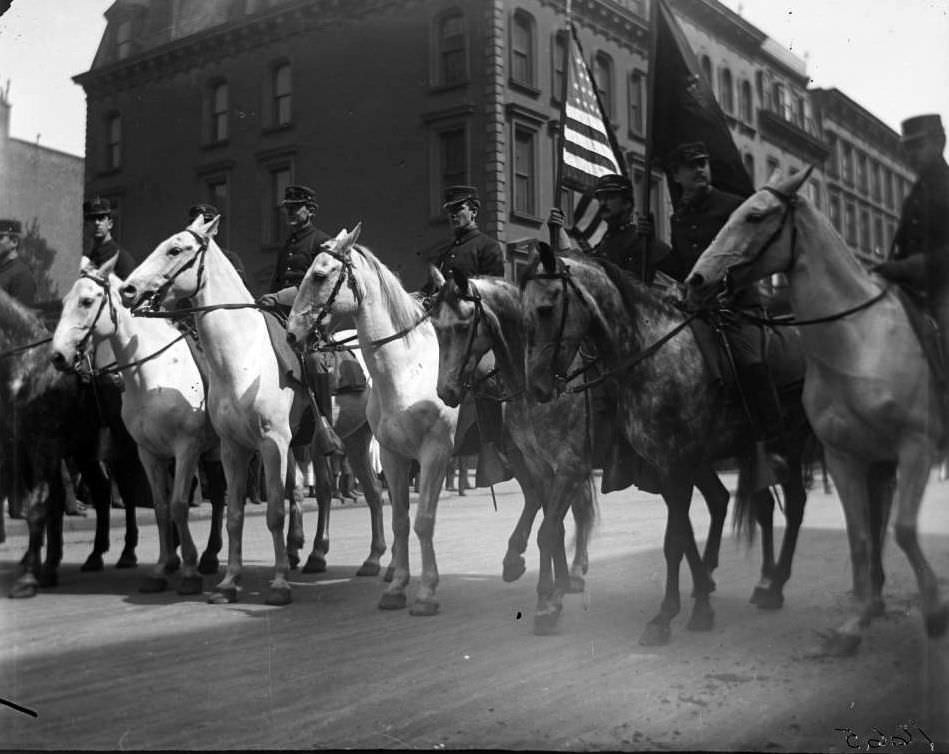 The 7Th Regiment Signal Corps Marching In A Decoration Day Parade, 1900.