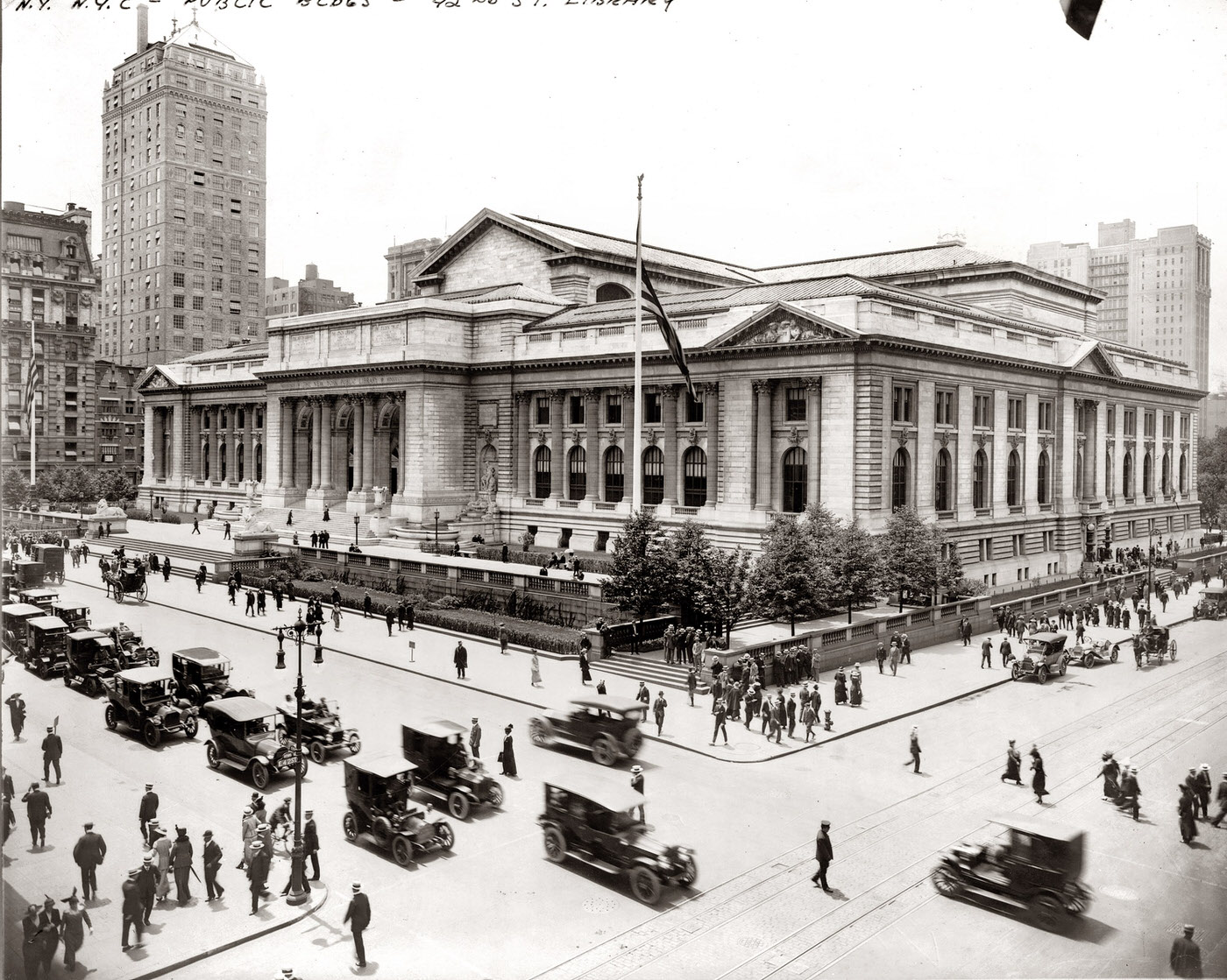The New York Public Library As Seen From The Intersection Of East 42Nd Street And Fifth Avenue, July 14, 1915.