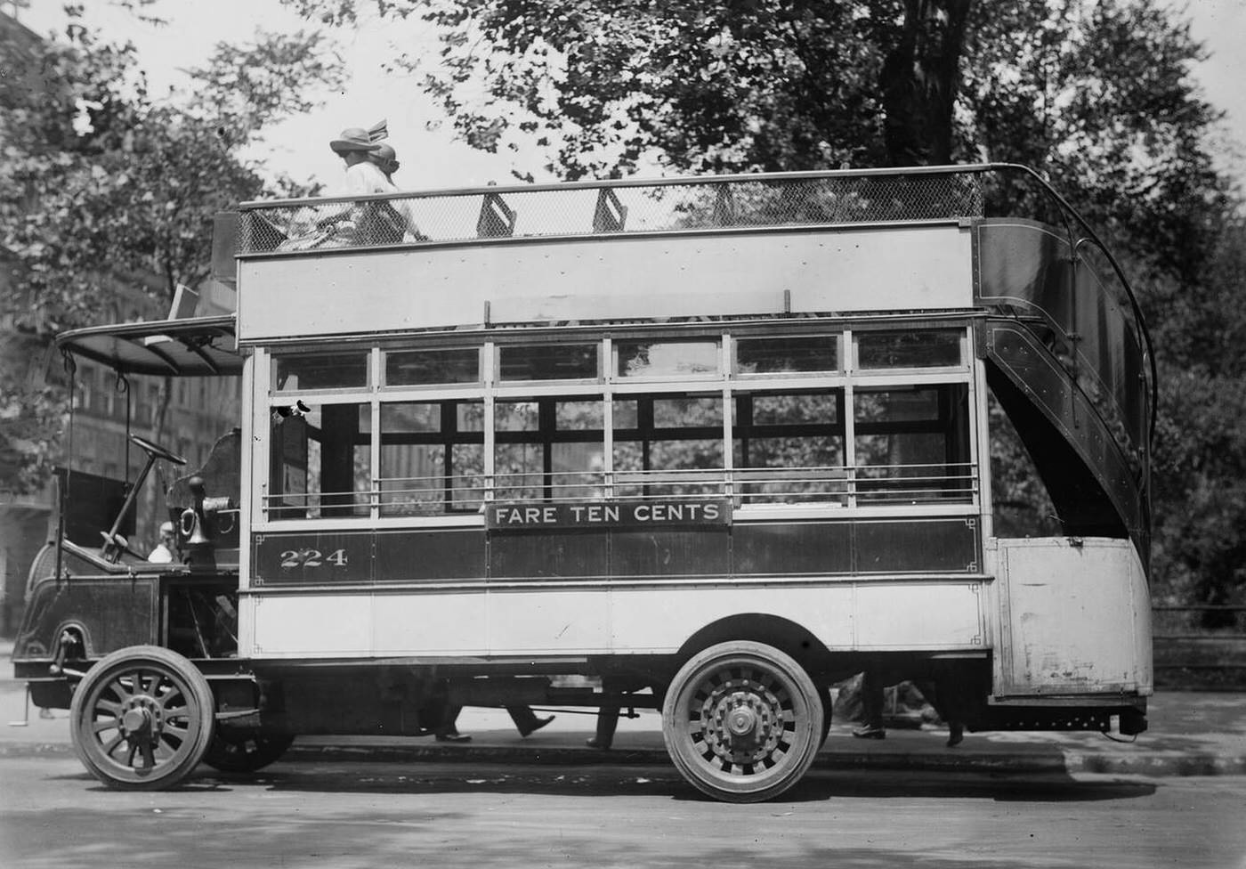 Double-Decker Bus On Fifth Avenue, New York City, Circa 1910S.