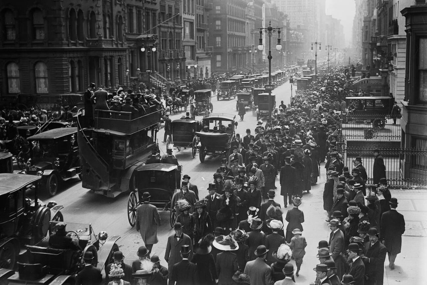 Traffic On Fifth Avenue In New York City, Circa 1911.