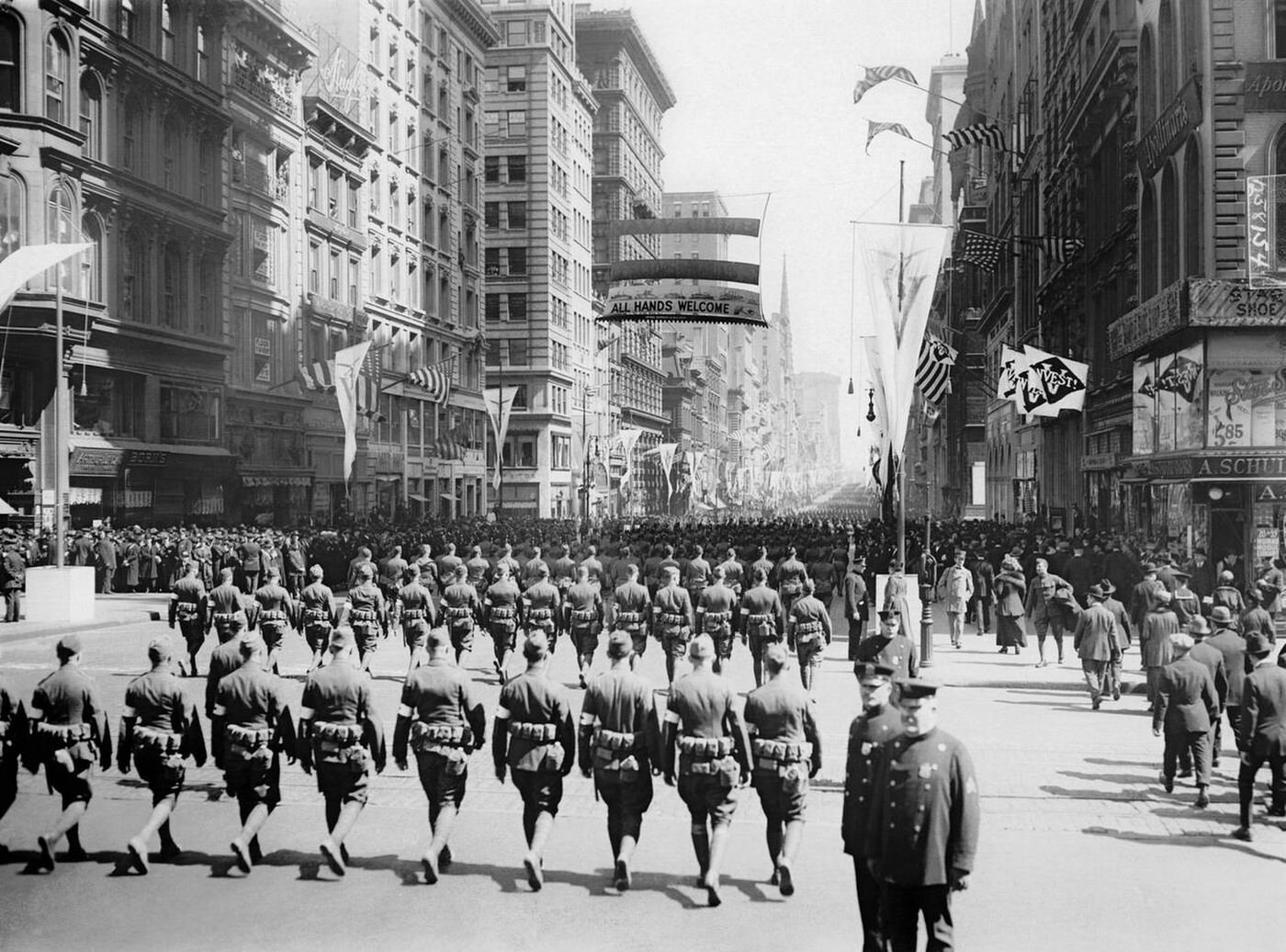 The 332Nd Infantry Marches Up Fifth Avenue On Their Way To Central Park, New York, April 21, 1919.