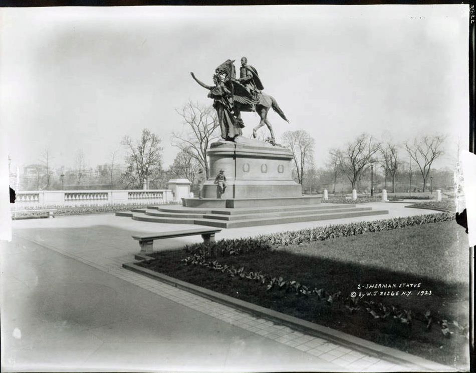 William Tecumseh Sherman Statue, Fifth Avenue And 59Th Street, Central Park, 1923.