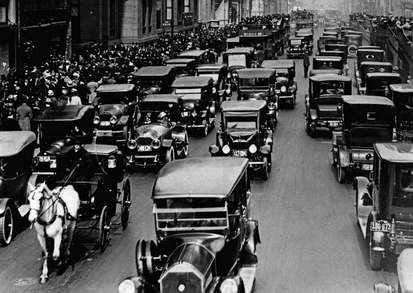 Traffic On Fifth Avenue, 1920S.