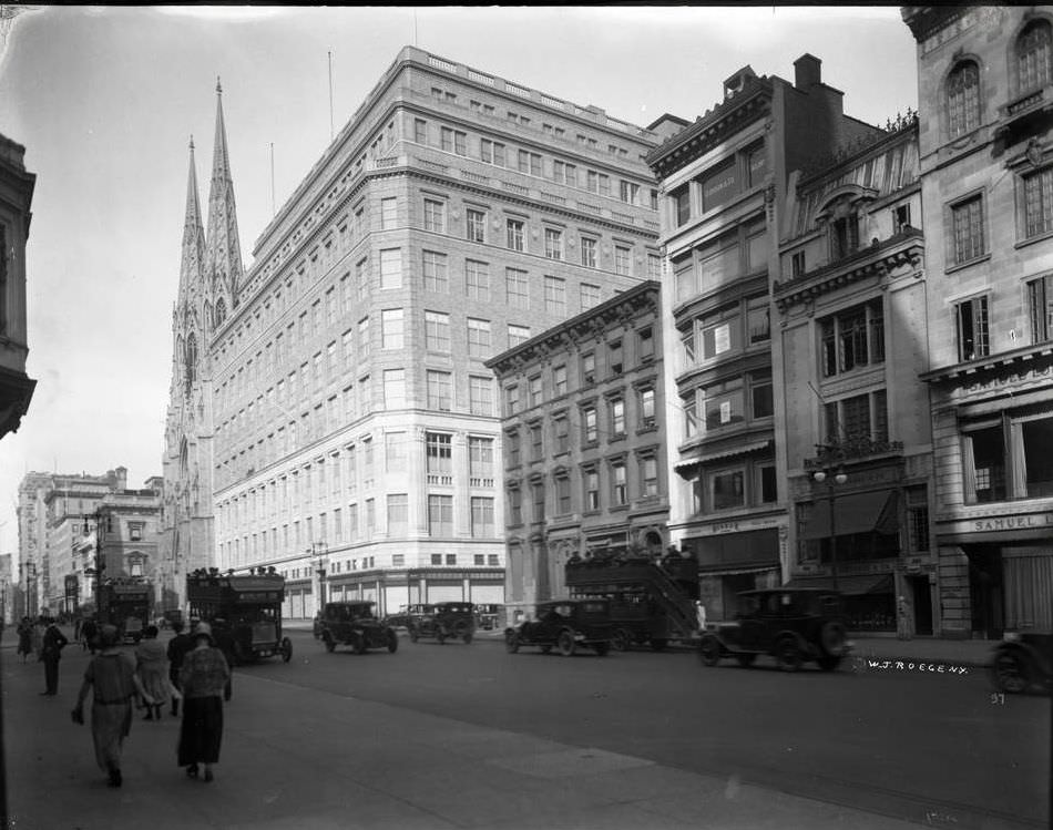 East Side Of Fifth Avenue Between 48Th Street And 49Th Street, 1924.