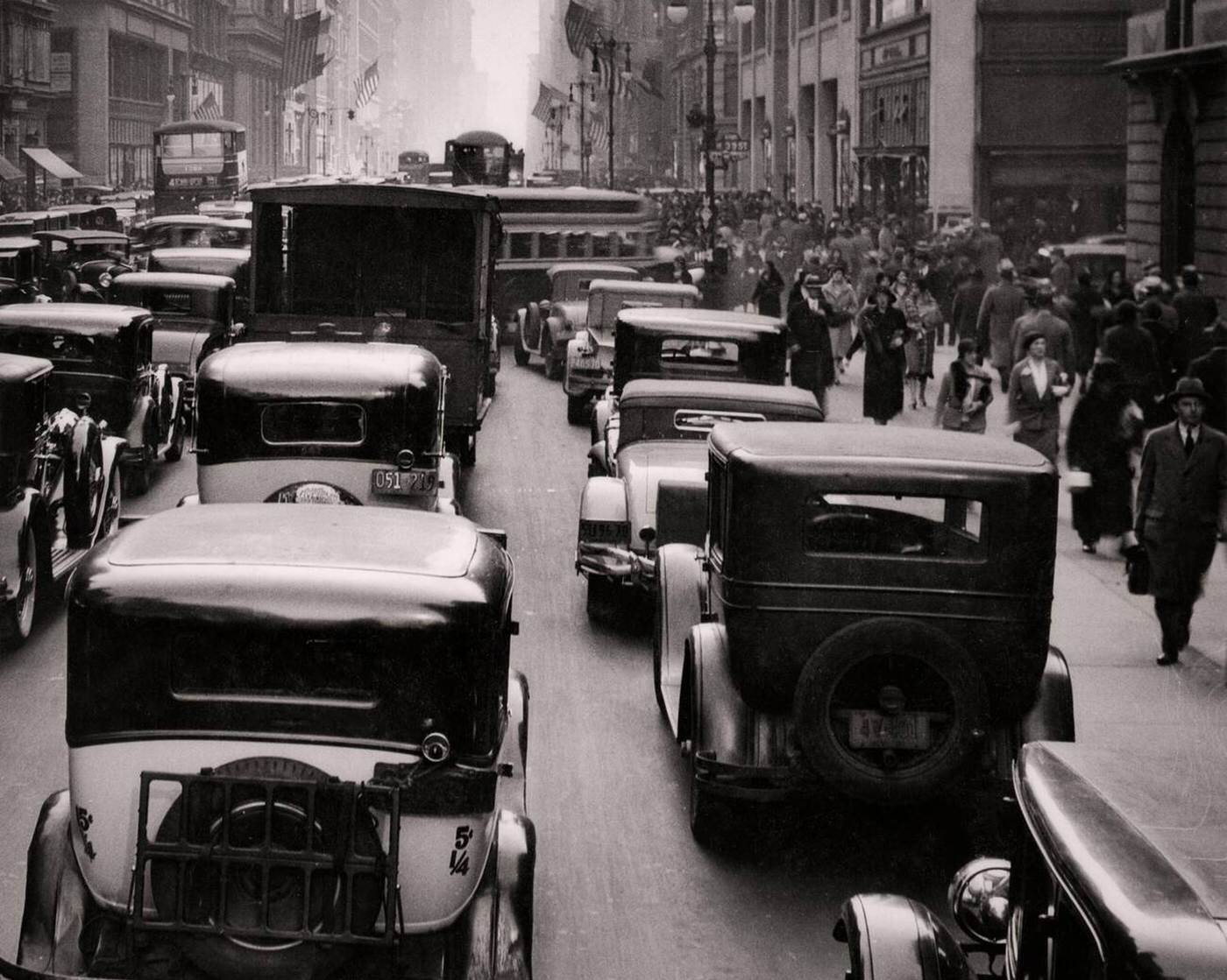 Traffic Jam On Fifth Avenue At 39Th Street, 1930S.