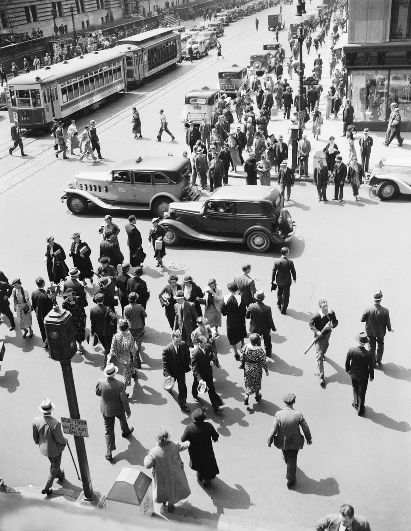 Pedestrians Crossing The Intersection Of 42Nd Street And 5Th Avenue, 1930S.