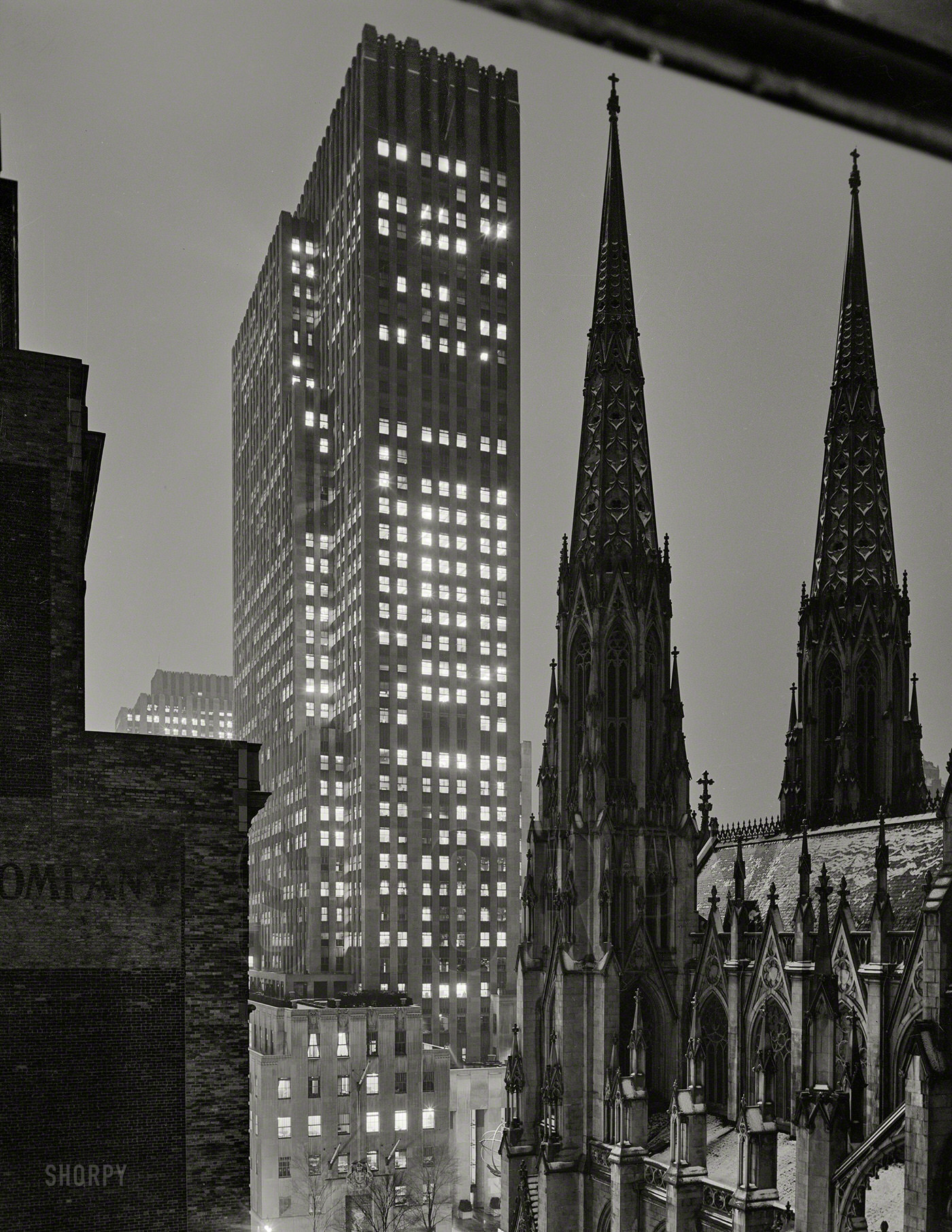 View From The Window Of Joseph Mullen Inc., 18 E. 50Th Street, Looking Toward St. Patrick'S Cathedral And Rockefeller Center'S International Building, 1940.