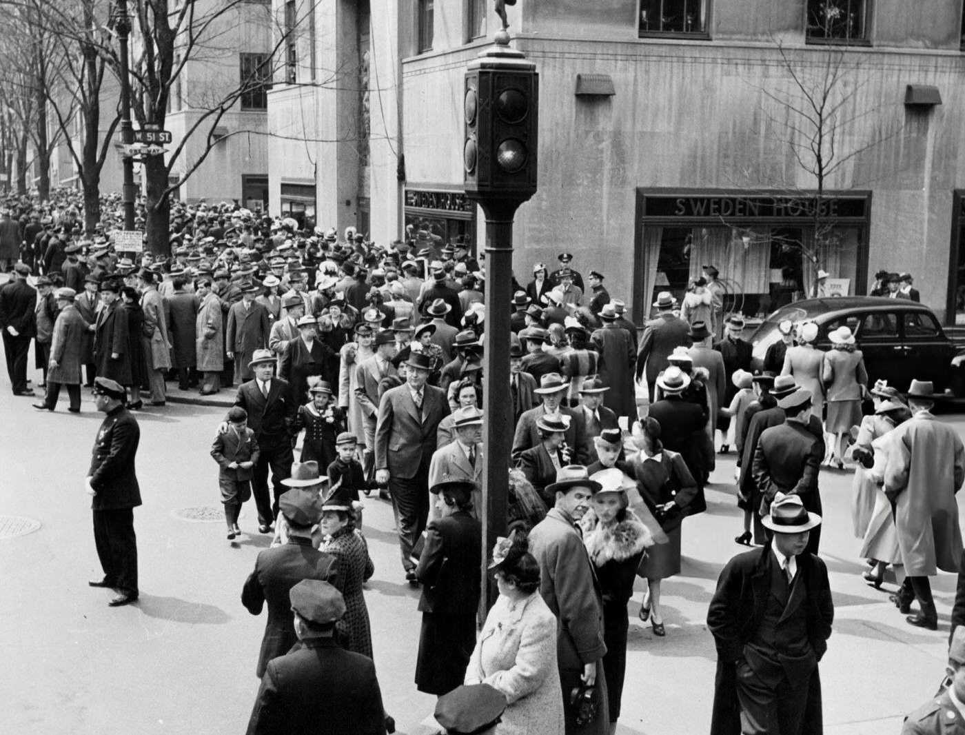 Crowds At 5Th Avenue And 51St Street, 1940.