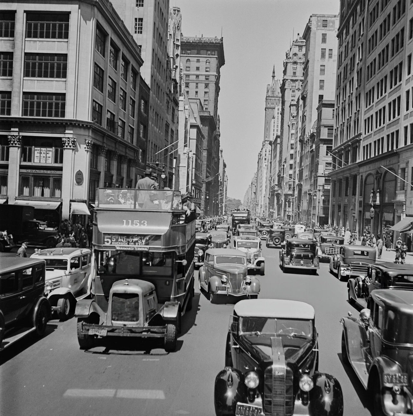 Traffic On Fifth Avenue, Looking Toward Central Park, 1940.