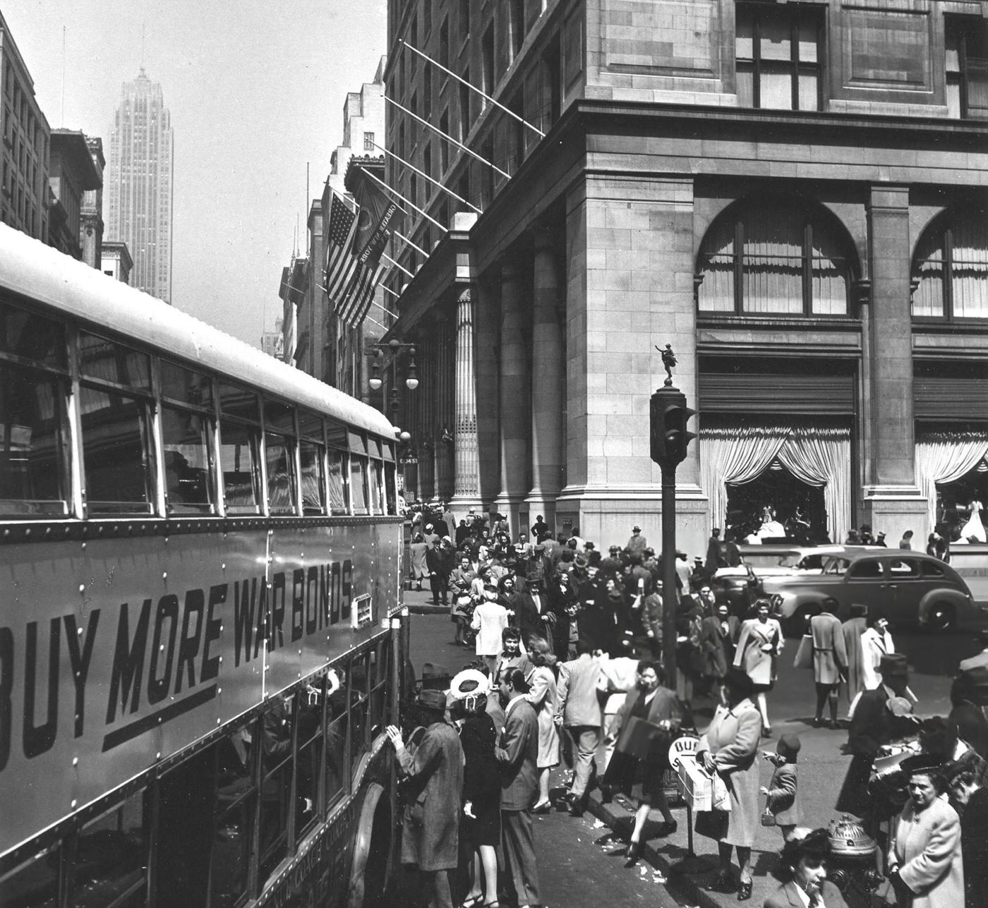 Pedestrian Traffic At The Intersection Of Fifth Avenue And East 34Th Street, 1943.
