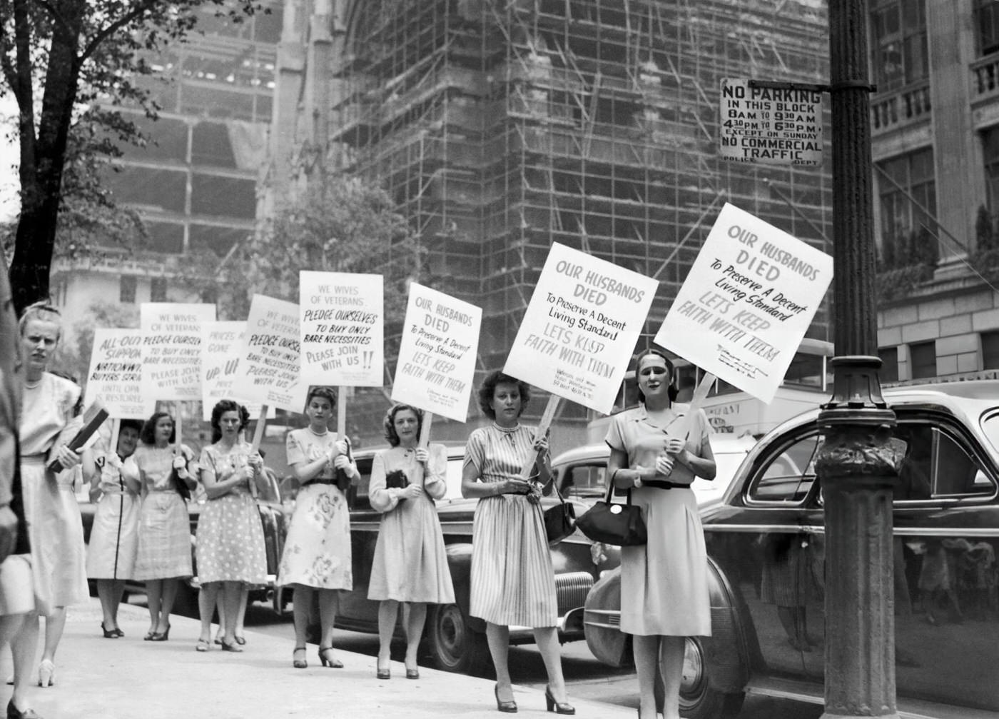 Women Protesting Rising Prices On 5Th Avenue, 1944.