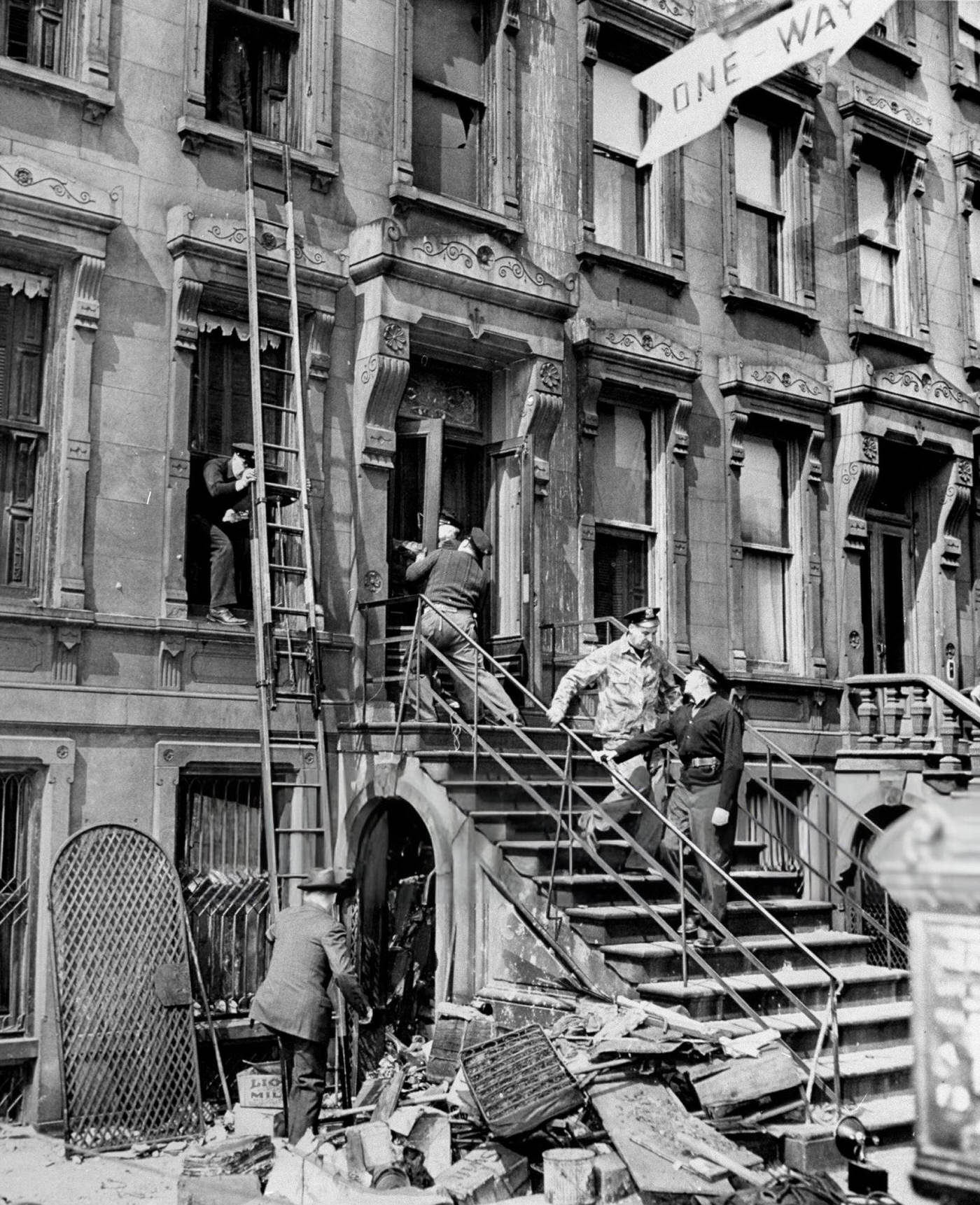 Police Attempting To Enter The Residence Of The Collyer Brothers At 128Th St. And Fifth Avenue