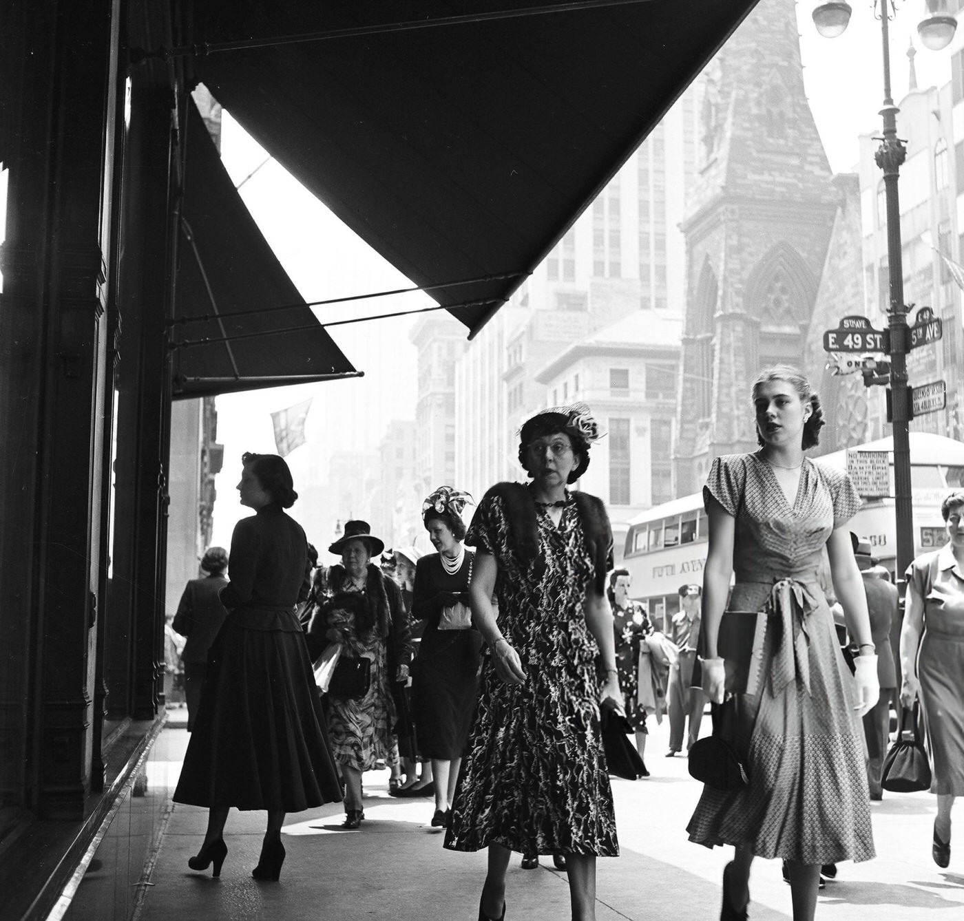 Pedestrian Traffic Along 5Th Avenue Near 49Th Street, 1948.