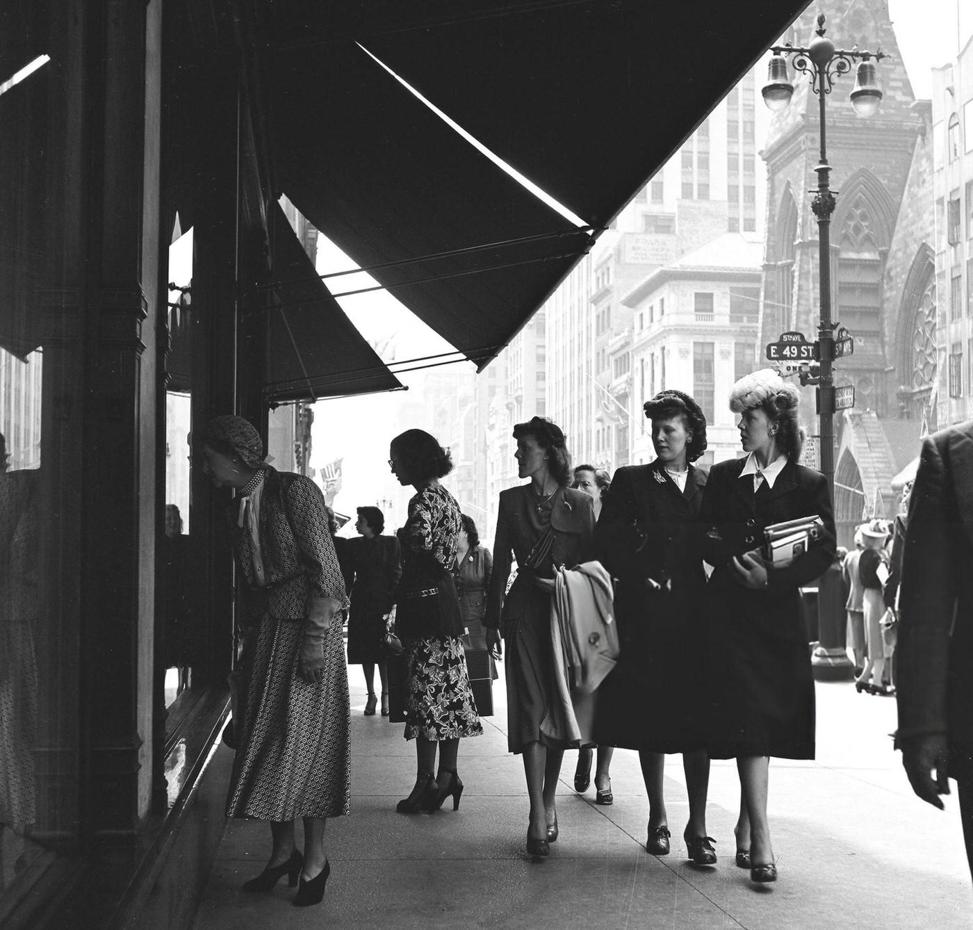 Pedestrian Traffic Along 5Th Avenue Near 49Th Street, 1948.