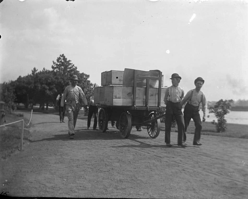 Men Pulling A Wagon Loaded With Coffins From The General Slocum Disaster, North Brother Island, 1904.