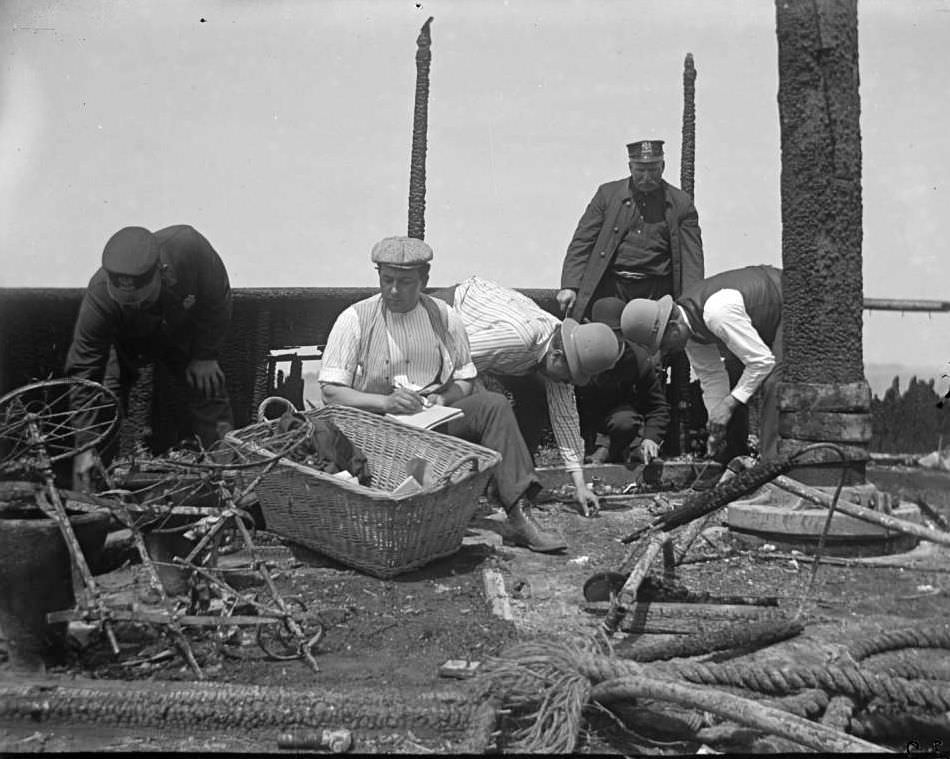 Collecting Effects On Board The Wreckage Of The General Slocum, North Brother Island, 1904.