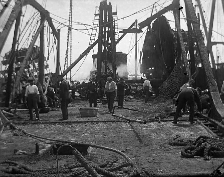 Workers On The Wreck Of The General Slocum, North Brother Island, 1904.