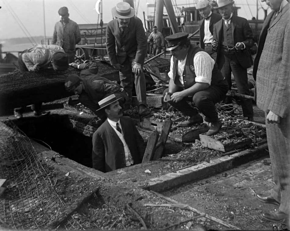 Workers Exploring The Wreckage Of The General Slocum, North Brother Island, 1904.