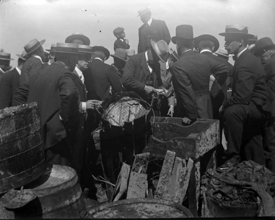 Examining Wreckage From The General Slocum, North Brother Island, 1904.