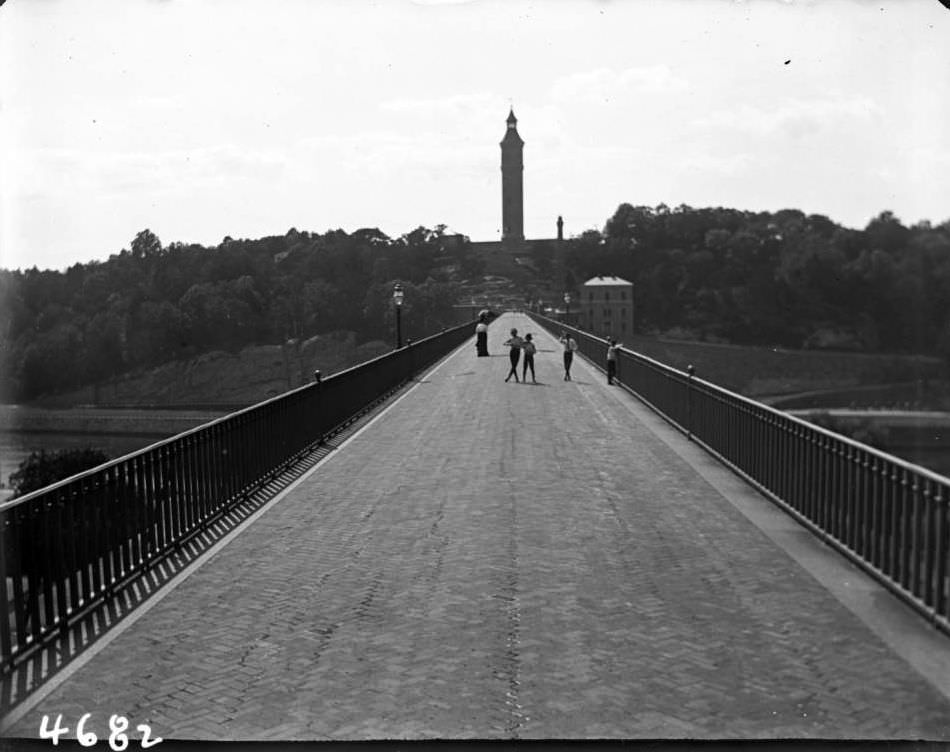 View Along High Bridge To High Bridge Tower, Ca. 1900.