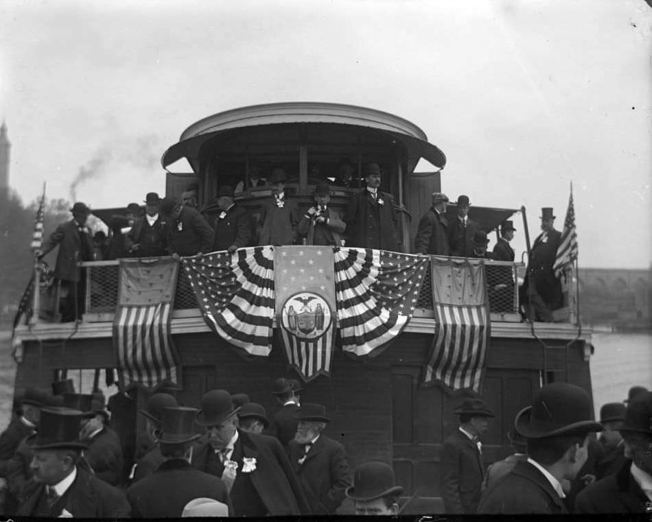 The Upper Deck Of The Excursion Boat 'Fulton Market,' Decorated For The Congressional Rivers &Amp;Amp; Harbors Committee Visit, 1903.
