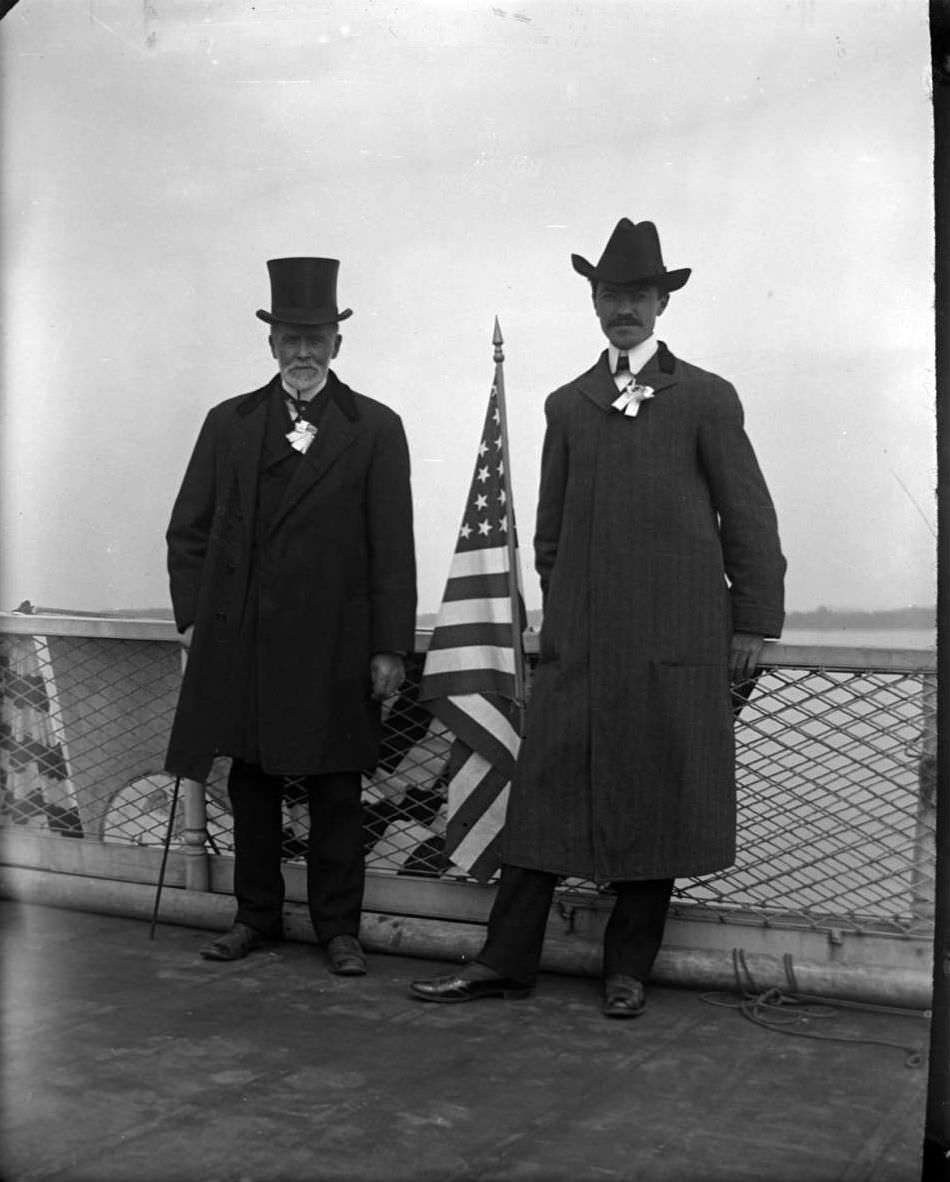Officials On The Deck Of The 'Fulton Market' During The Congressional Rivers &Amp;Amp; Harbors Committee Visit, 1903.