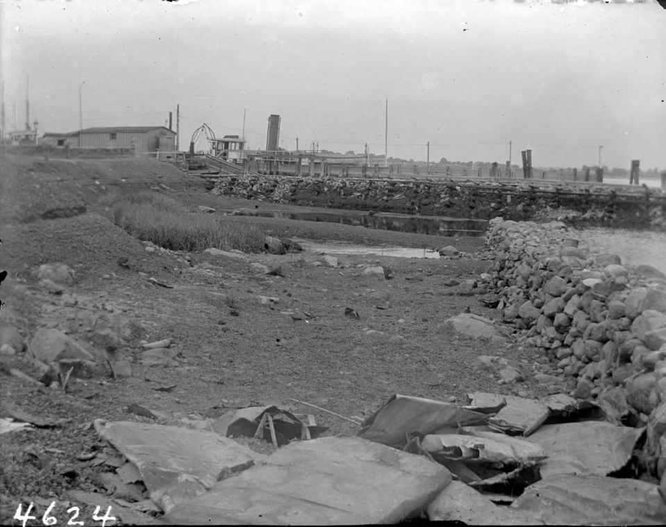 Dock With A Department Of Correction Boat Moored, Near Hart Island, Bronx, 1913.