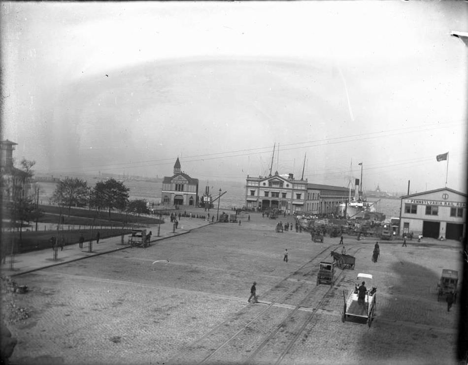 View Of The Piers Near Battery Park, Ca. 1890S.