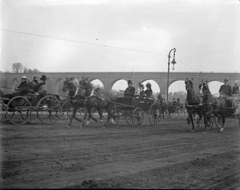 Trotters On The Speedway, Ca. 1899.