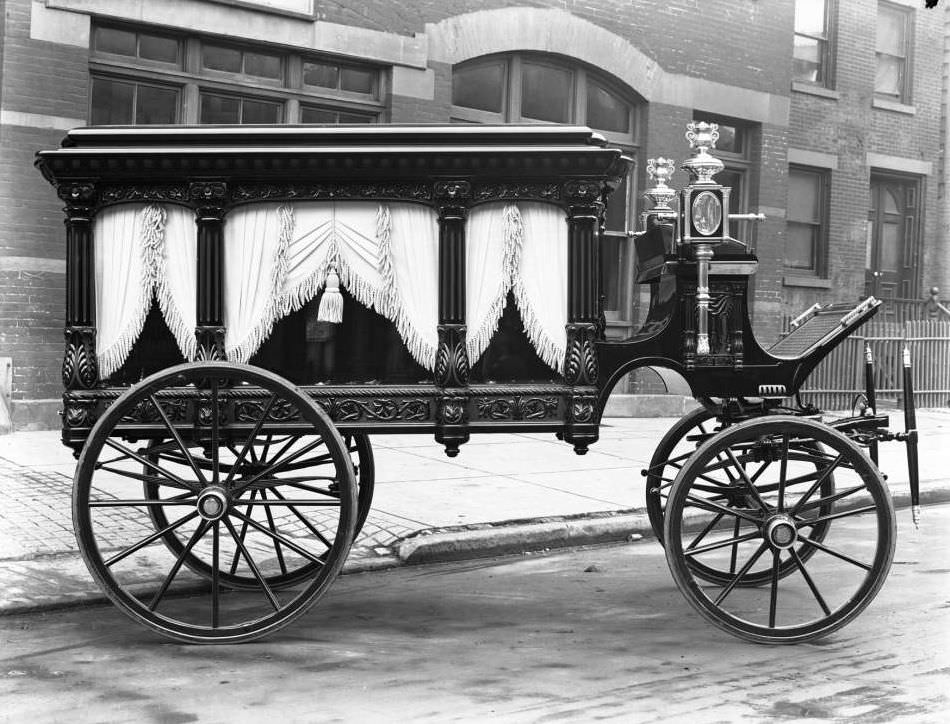 Horse-Drawn Hearse Belonging To F.s. York, Parked On E. 145Th Street, 1914.