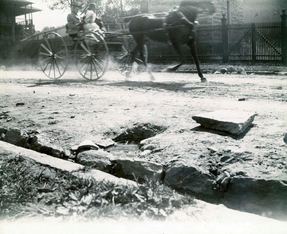 Coach And Horses Passing A Spring On Burnside Avenue, Bronx, 1897.