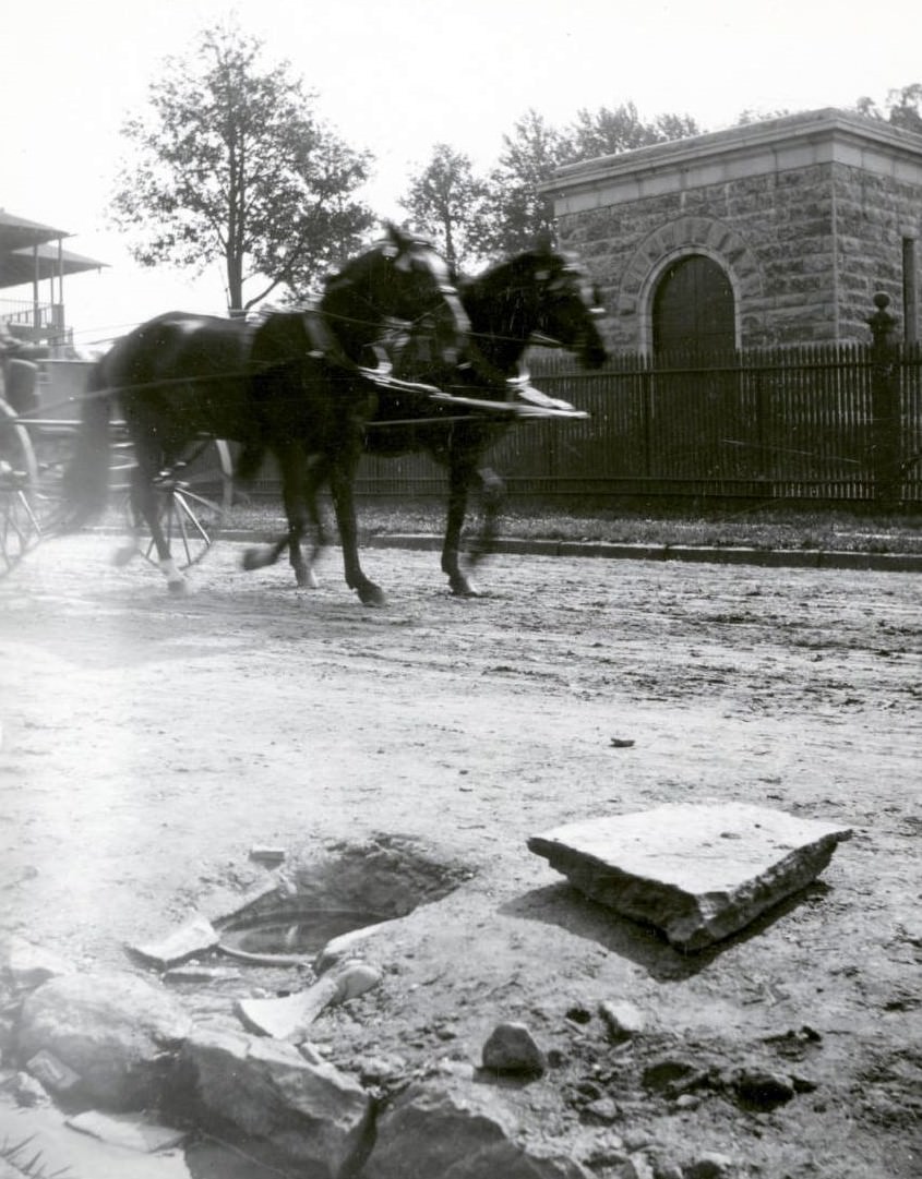 Coach And Horses Passing A Spring On Burnside Avenue, Bronx, 1897.