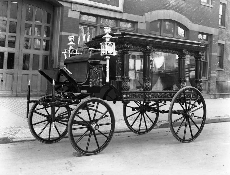 Horse-Drawn Hearse Belonging To F.s. York, Parked On E. 145Th Street, 1914.