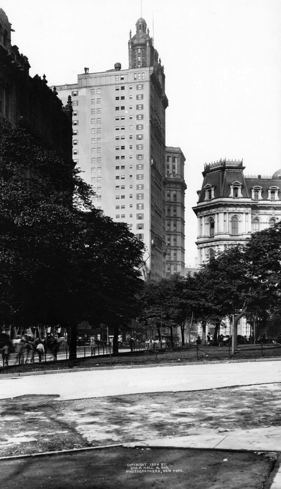 Manhattan: View Looking South To City Hall Park On Park Row, 1904.