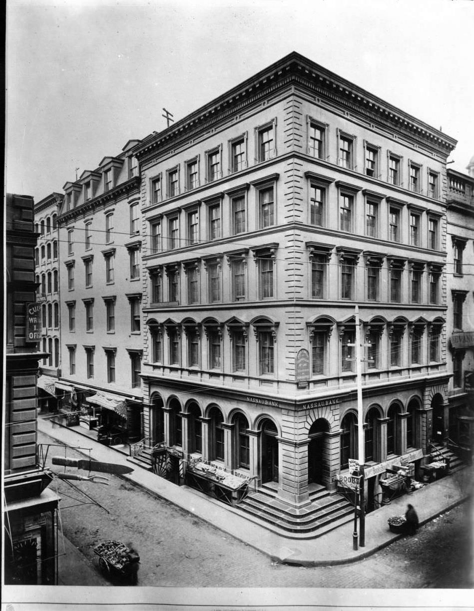 Manhattan: Nassau Bank, Nassau Street And Beekman Street.