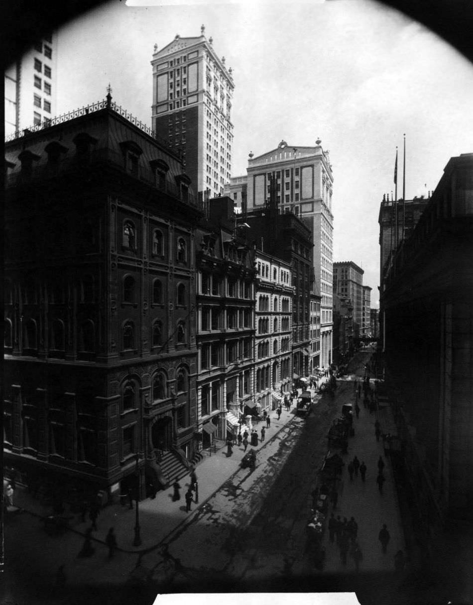 Manhattan: Bank Of New York Building And The North Side Of Wall Street From William Street.