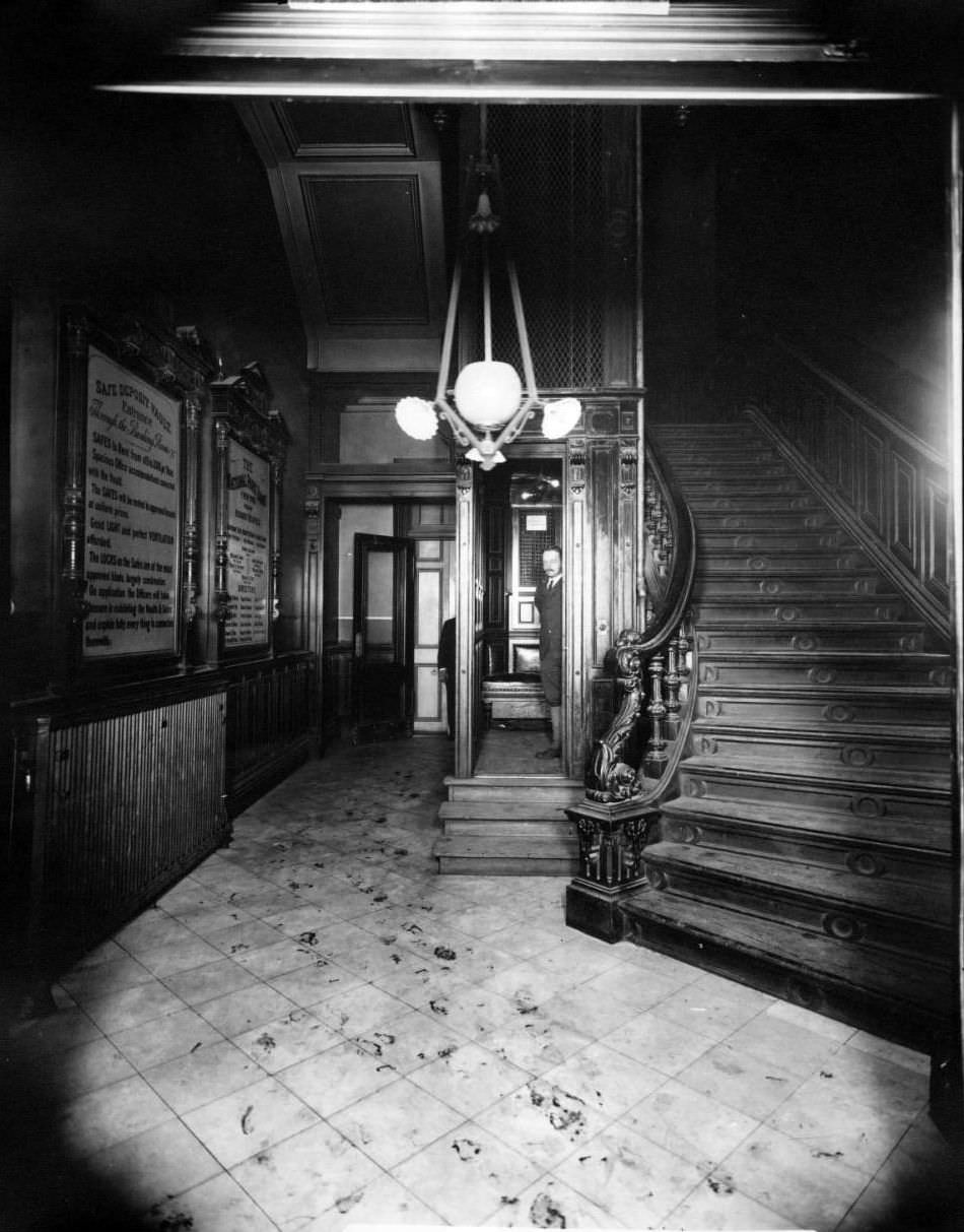 Manhattan: Interior Foyer And Stairs Of The National Park Bank Of New York.