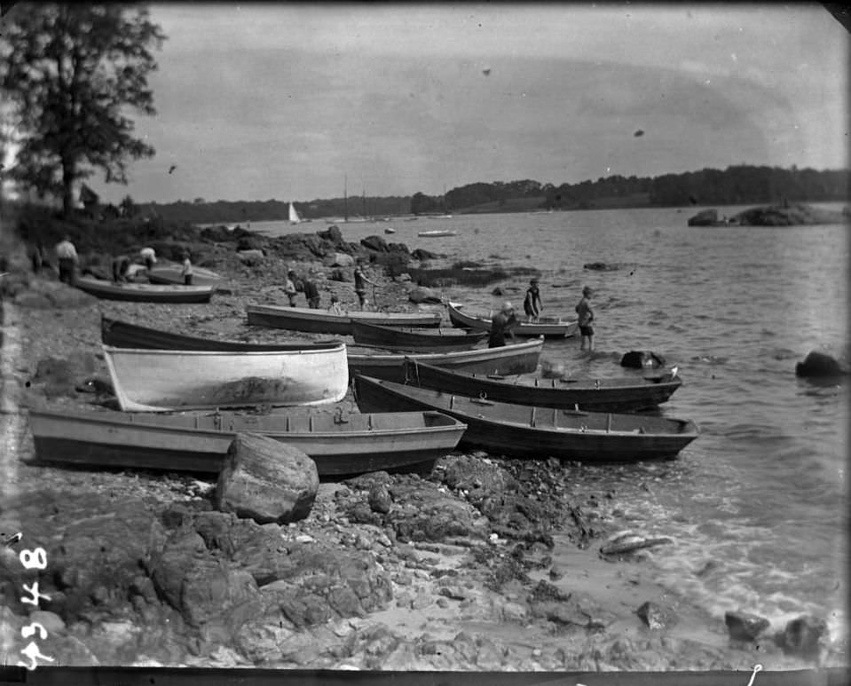Boats On The Shore Of Orchard Beach, Bronx, 1907.