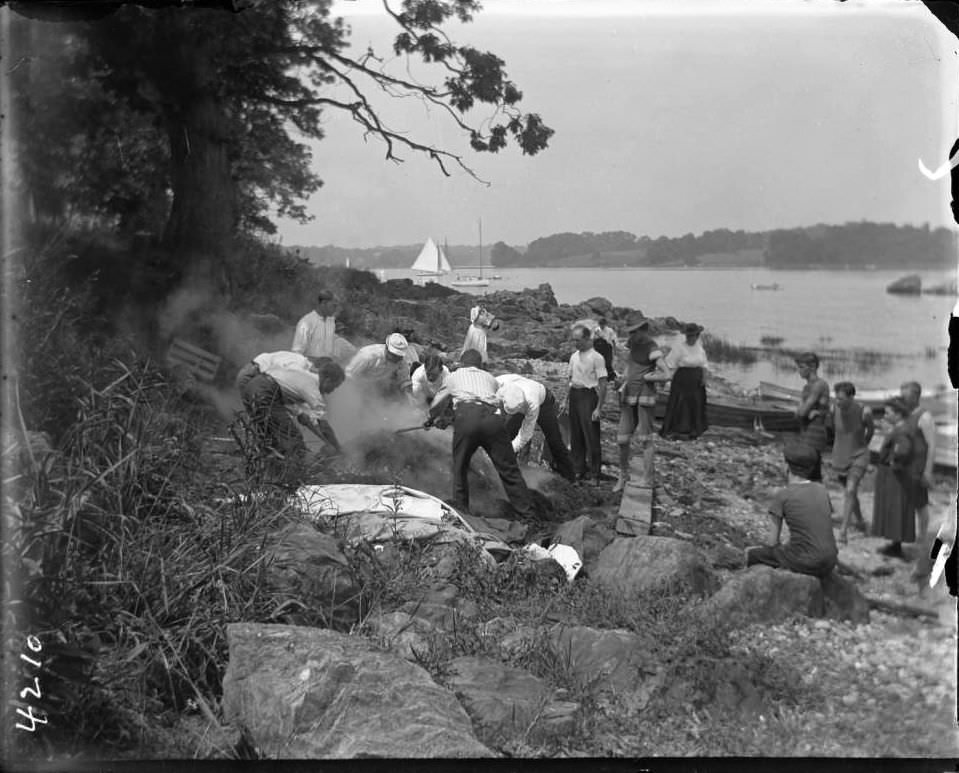 Cooking Clams On The Beach At Orchard Beach, Bronx, 1907.