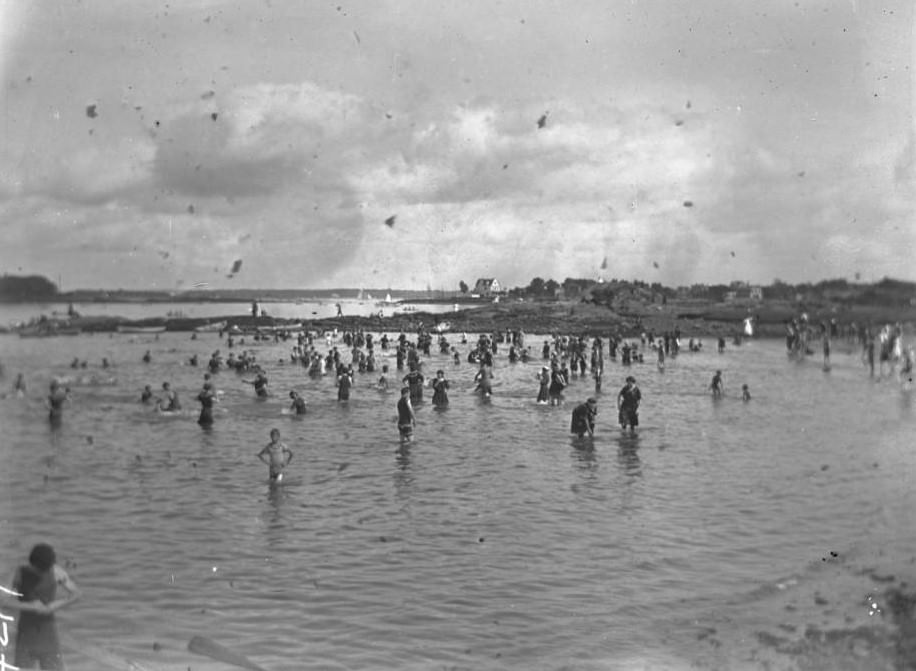 Bathers On The Beach, Orchard Beach, City Island, Bronx, 1908.
