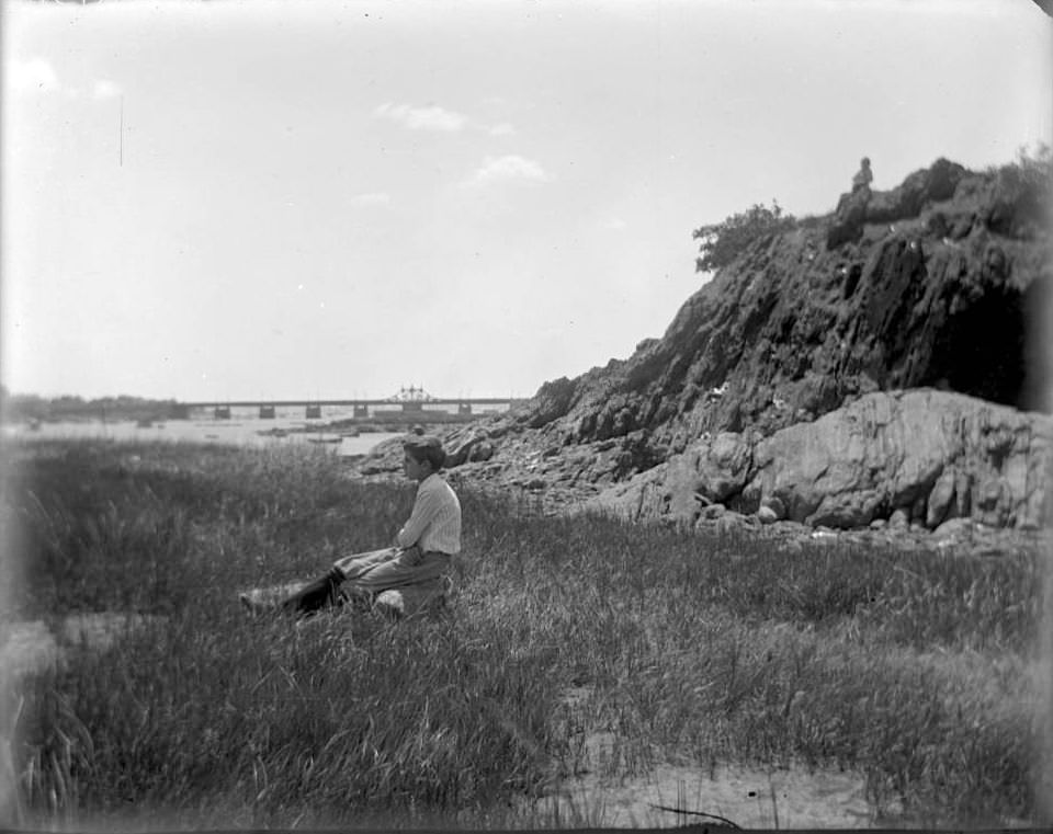 Georgie Stonebridge Sitting On The Shore At Orchard Beach, Bronx, 1911.