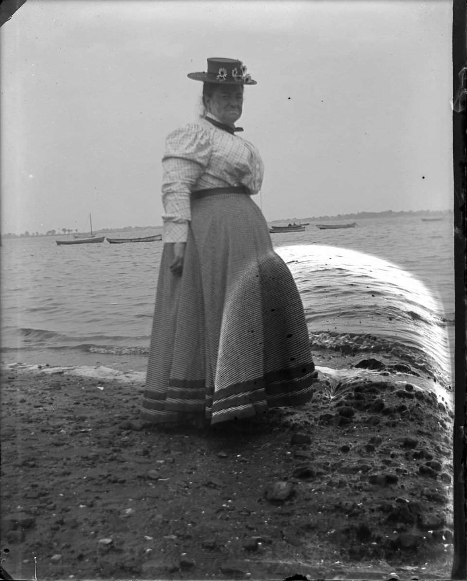 Older Woman On The Beach, Lohbauer Park, Throggs Neck, Pelham Bay, Bronx, 1898.