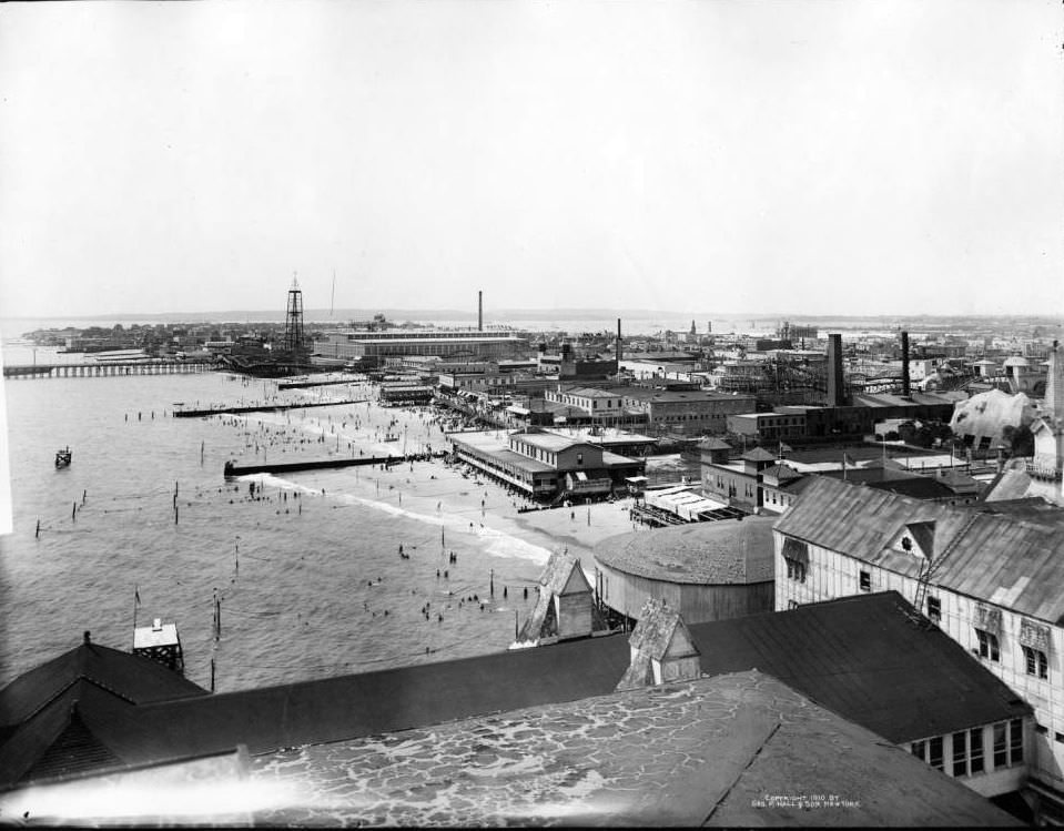 High-Angle View Of Coney Island Beach, Brooklyn, 1910.