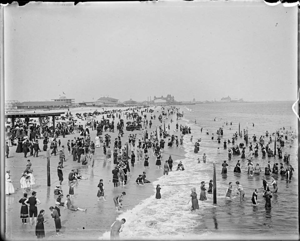 Beachgoers At Coney Island, Brooklyn, 1898.