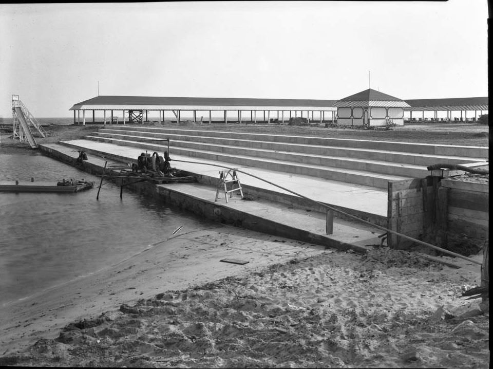 New Concrete Steps Leading Down To The Water, Brighton Beach, Brooklyn, Ca. 1920.
