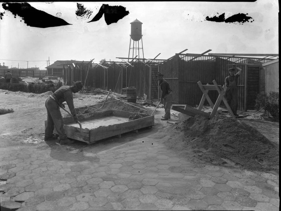 Construction Workers Mixing Concrete At Brighton Beach, Brooklyn, Ca. 1920.