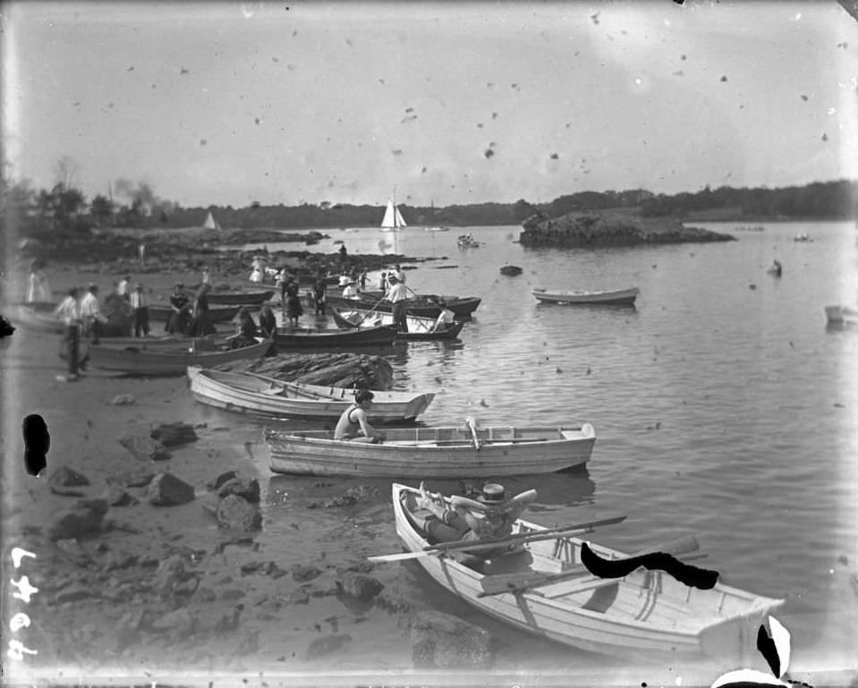 Boats On The Shore Of Orchard Beach, Bronx, 1907.