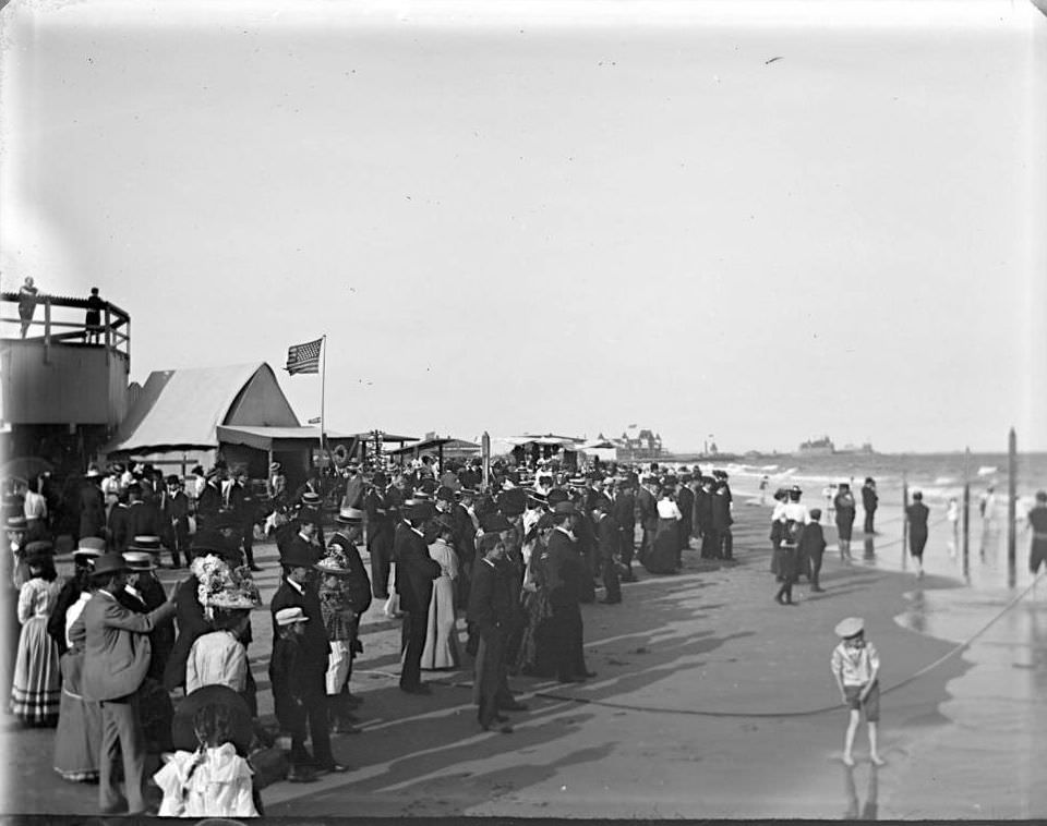 Crowds On The Beach, Coney Island, Brooklyn, Ca. 1900S.