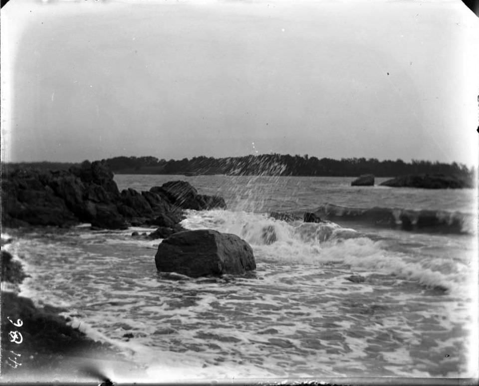 Waves And Rocky Coastline, Orchard Beach, Bronx, 1907.